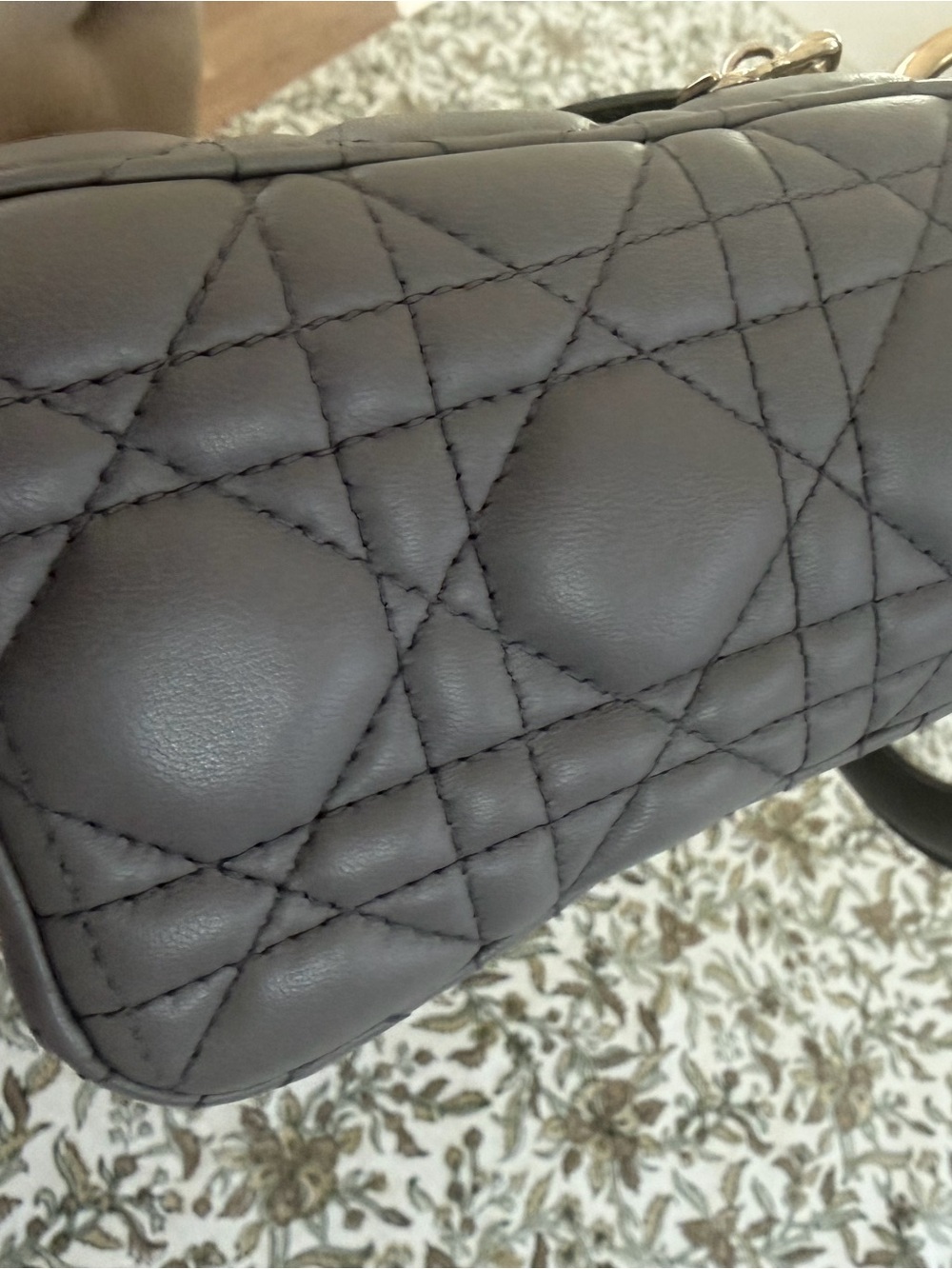 Dior small Lady Dior Tote - Taupe Gray with Gold Hardware - Picture 5 of 14